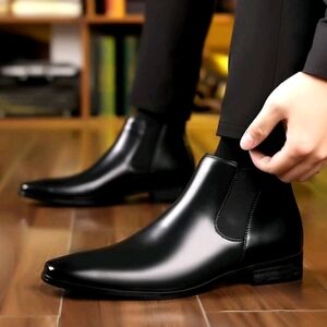 Sleek Black Leather Ankle Boots